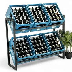 DanDiBo Getränkekistenregal 6 Kisten mit Gitter Haken 100 cm Metall 96598 Getränkeregal Kistenregal Getränkekistenhalter