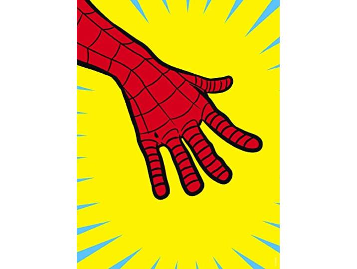 Komar Wandbild - Marvel PowerUp Spider-Man Hand - Größe: 30 x 40 cm - Marvel, Kinderzimmer, Wandgestaltung, Bild