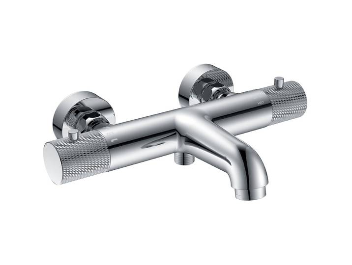 Wiesbaden Ribbd Thermostatische Badmengkraan Chroom 15cm - Luxe Design