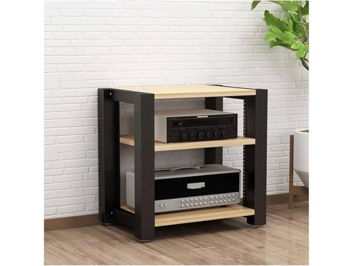 DUddTTW Audio-Rack, 2/3/4/5-stufiges Stereo-Rack, Audio-Geräte-Rack, offenes Audio-Rack, Schrank, HiFi-Rack, verstellbares Audio-Video-Regal, langlebig(Natural,3 Tier)