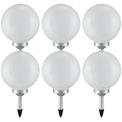 Solarleuchte Kugel Garten Kugelleuchte Solar LED Gartendeko Solarkugel für Außen 25 cm, Leuchtdauer ca. 6-8 Stunden, H 65 cm, 6er Set