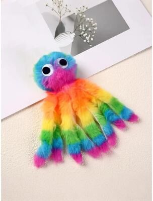 Uplifted Finds Interactive Rainbow Octopus Plush Pet Toy blue