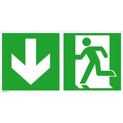 Fluchtwegschild Folie Notausgang links, Richtungsangabe abwärts SafetyMarking 38.0084 (B x H) 300 mm x 150 mm ISO 7010 1 St.