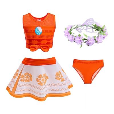 Buchwoche 2026, Moana-Prinzessin, Moana-Kleid, Halskette, Kostüm, Halloween-Kostüm, Cosplay-Kostüm, Film- und Fernseh-Themenkostüme, Film-Cosplay für Mädchen, Kinderkarneval, Kindertag, Geburtstag, Strand