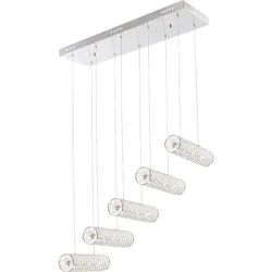 LED 55 Watt Hänge Leuchte Glas Kristalle klar Beleuchtung Decken Strahler Pendel Lampe