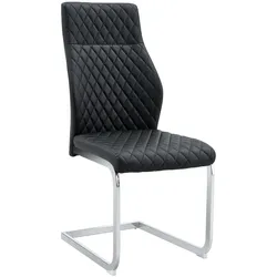 STILVORA Esszimmerstühle 2er-Set PU-Leder Schwarz/Silber 100 cm, hohe Rückenlehne