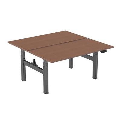 KIMEX - Motorisierter Doppel-Sitz-Steh-Schreibtisch 150x75cm Walnussplatte/Schwarzes Gestell