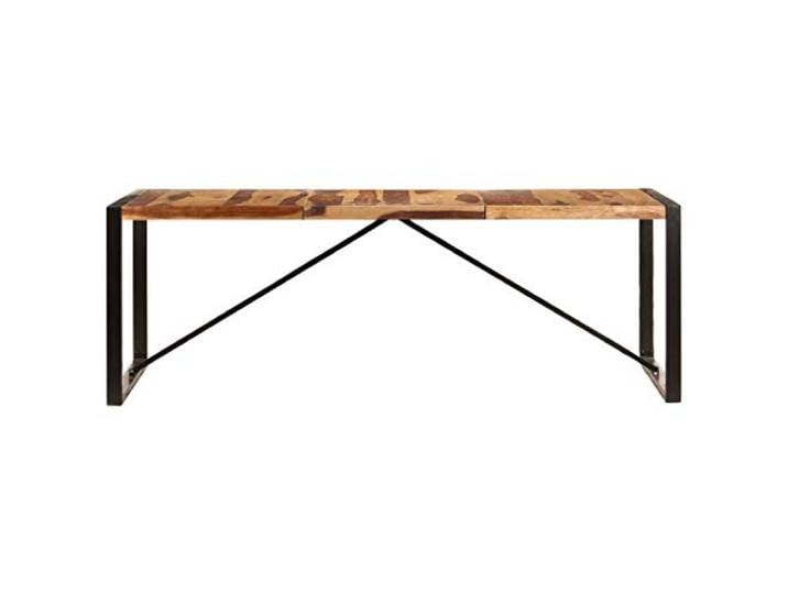 YUTAASU Esstisch 220x100x75 cm Massivholz Akazie Handgefertigt, Stabile Eisenbeine, Pulverbeschichtet, Vintage Industrie Stil