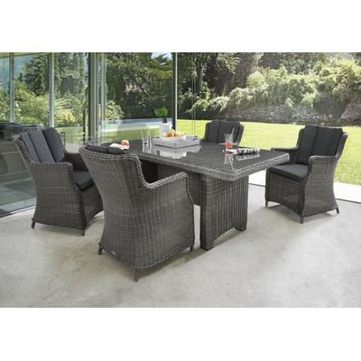 Garten-Essgruppe DESTINY "LUNA", grau (vintage grau), B:58cm H:87cm T:71cm, Polyrattan, Sitzmöbel-Sets, Aluminium, Polyrattan