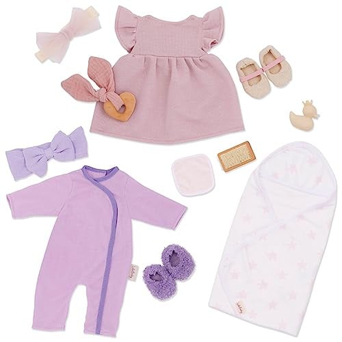 LullaBaby 13-delige poppenkleding set voor 36 cm babypoppen met badaccessoires