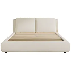 STILVORA Polsterbett Bouclé Beige 230x194x90 cm mit Lattenrost und geneigtem Kopfteil