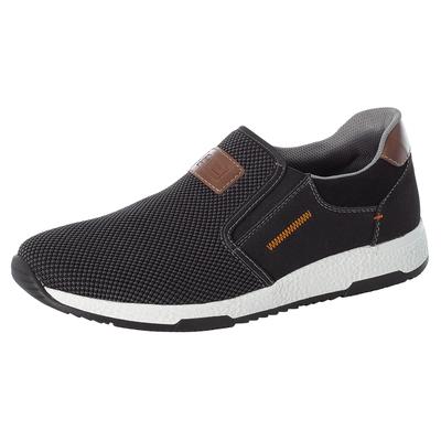 Slip-On Sneaker RIEKER, Herren, Gr. 44, Textil, schwarz, Lederimitat, Textil, Schuhe, Casual Slipper, Freizeitschuh, Schlupfschuh mit Kontrastnaht, Topseller