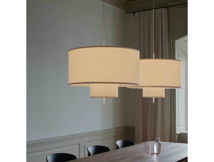 Margin Pendelleuchte Ø70 White Canvas - New Works - Esszimmer - Skandinavisch - Stoff / Textil - Mehrflammig