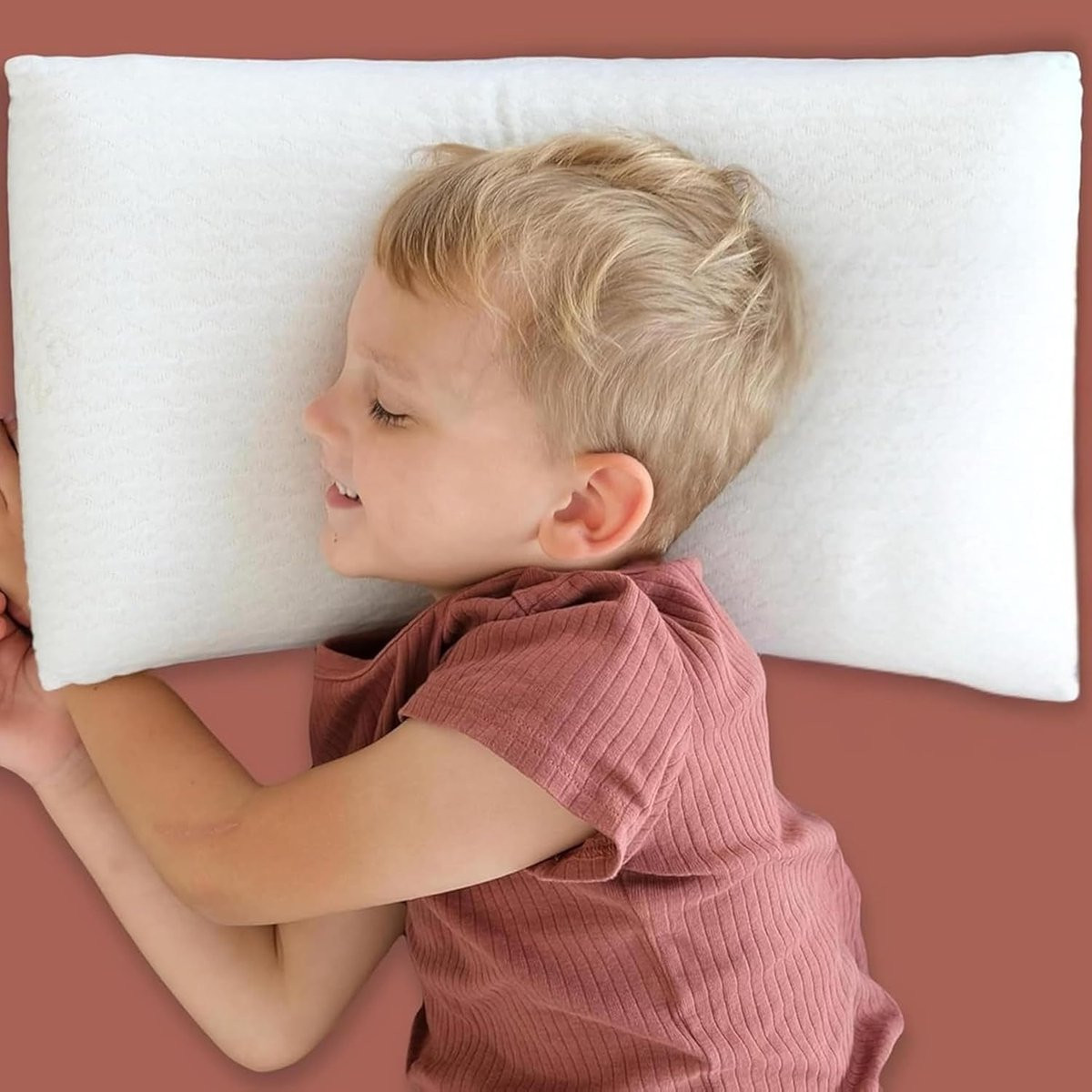 SnelShoppen Ergonomisch Knerst Pillow Kind - Geheugenschuim Orthopedisch Kussen voor Babybed en Wieg - 25 x 50 cm, Hoogte: 6 cm