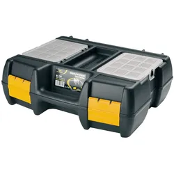 ArtPlast - Werkzeugkasten aus Polypropylen 40x34x13,3 cm mit 2 Organizern in Farbe Schwarz und Gelb - VALENTINO-Kollektion