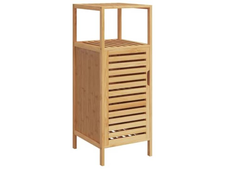 HKLGBVCR Badezimmerschrank, Bambus, 36 x 33 x 87 cm, mit Ablage Schrank aus lackiertem Bambus, Tür mit Lamellen, erhöhten Füßen, Fächern, Regal, Aufbewahrung wichtiger Gegenstände