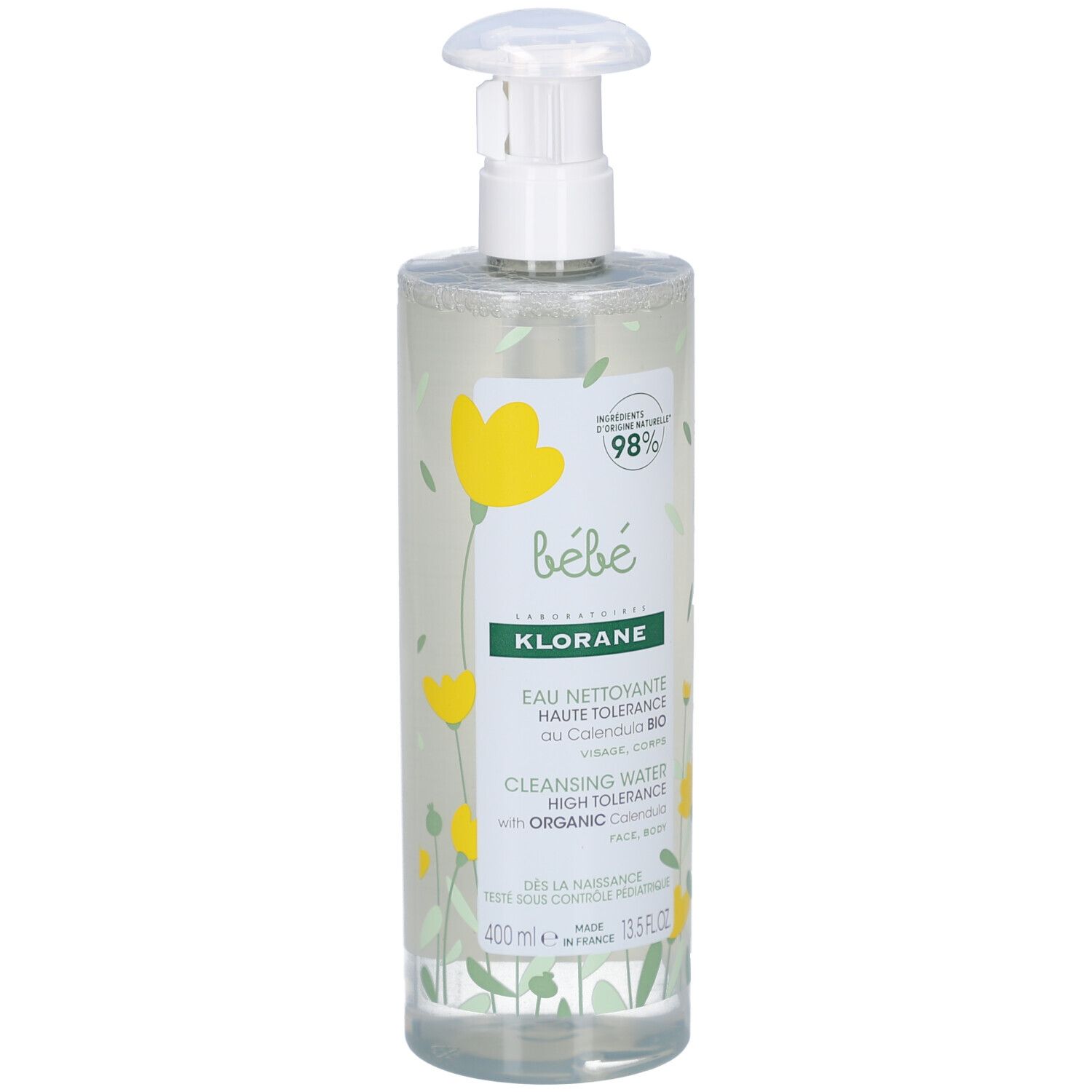 Klorane Baby BIO Calendula Reinigingswater Hoge Tolerantie Gezicht en Lichaam 400ml 400 ml Waschgel