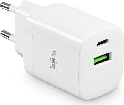 30 Watt Verico Ladegerät MOJO GaN PD, 2-Port (USB-A & USB-C) WH retail