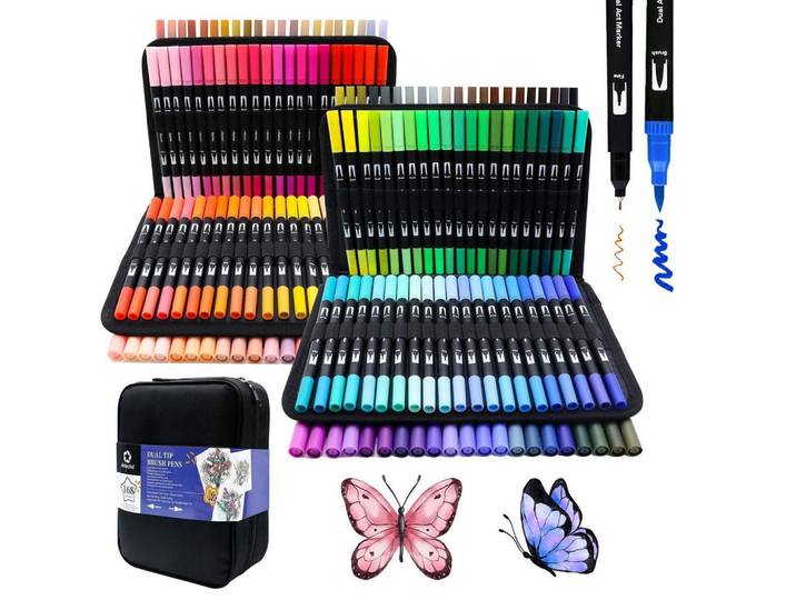 Filzstifte 168-teiliges Set mit Tragetasche, Mehrfarbig, Kunststoff, 10x10x20 cm, Dekoration, Malbedarf & Bastelbedarf
