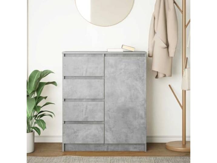 KTHLBRH Sideboard mit Schubladen, betongrau, 71 x 35 x 84 cm Stabiles technisches Holz, 4 Schubladen, 1 Tür, 1 Einlegeboden, individuelle Montage, einfache Wartung