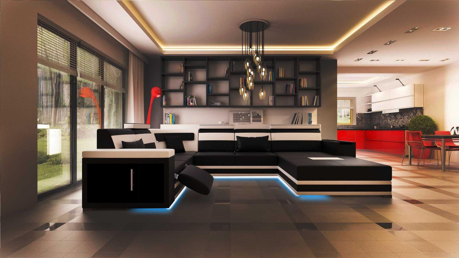 Dresden II Moderne U-vormige Leren Hoekbank voor de Woonkamer
