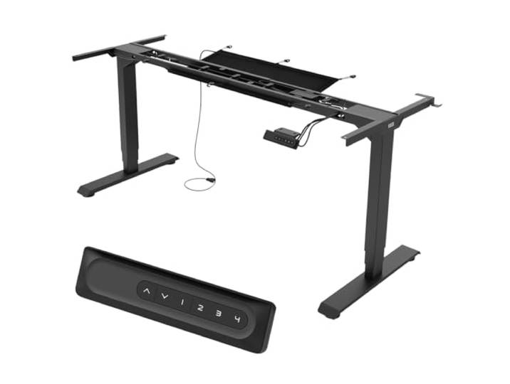 Yaasa Frame Essential Schwarz, Tischgestell höhenverstellbar mit Kabelnetz Untertisch-Handschalter, 4 Speicherpositionen, Automatikfahrt, für Tischplatten 120-190cm, zwei Motoren, aus Stahl, 125kg
