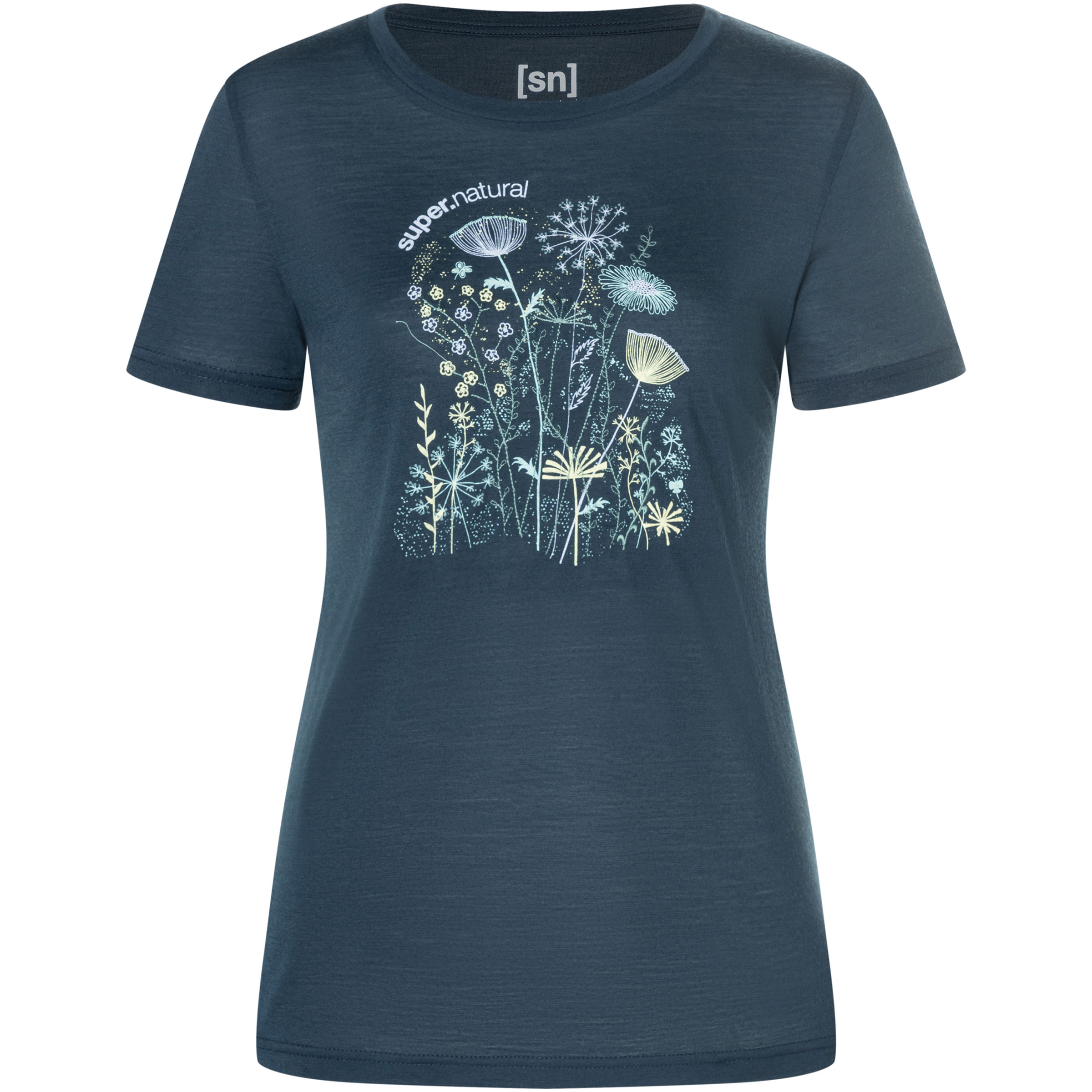 Super.Natural Rock Flowers Damen T-Shirts blau Größe S Trekking Hautfreundlich Merinowolle