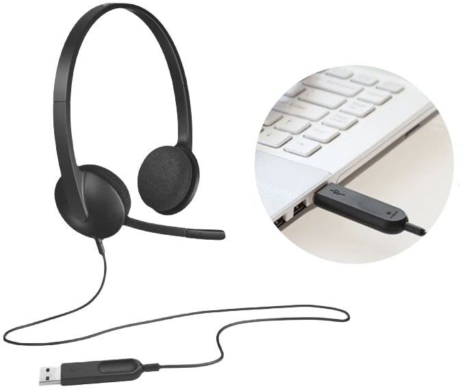 Auriculares Logitech H340 avec microphone, noir