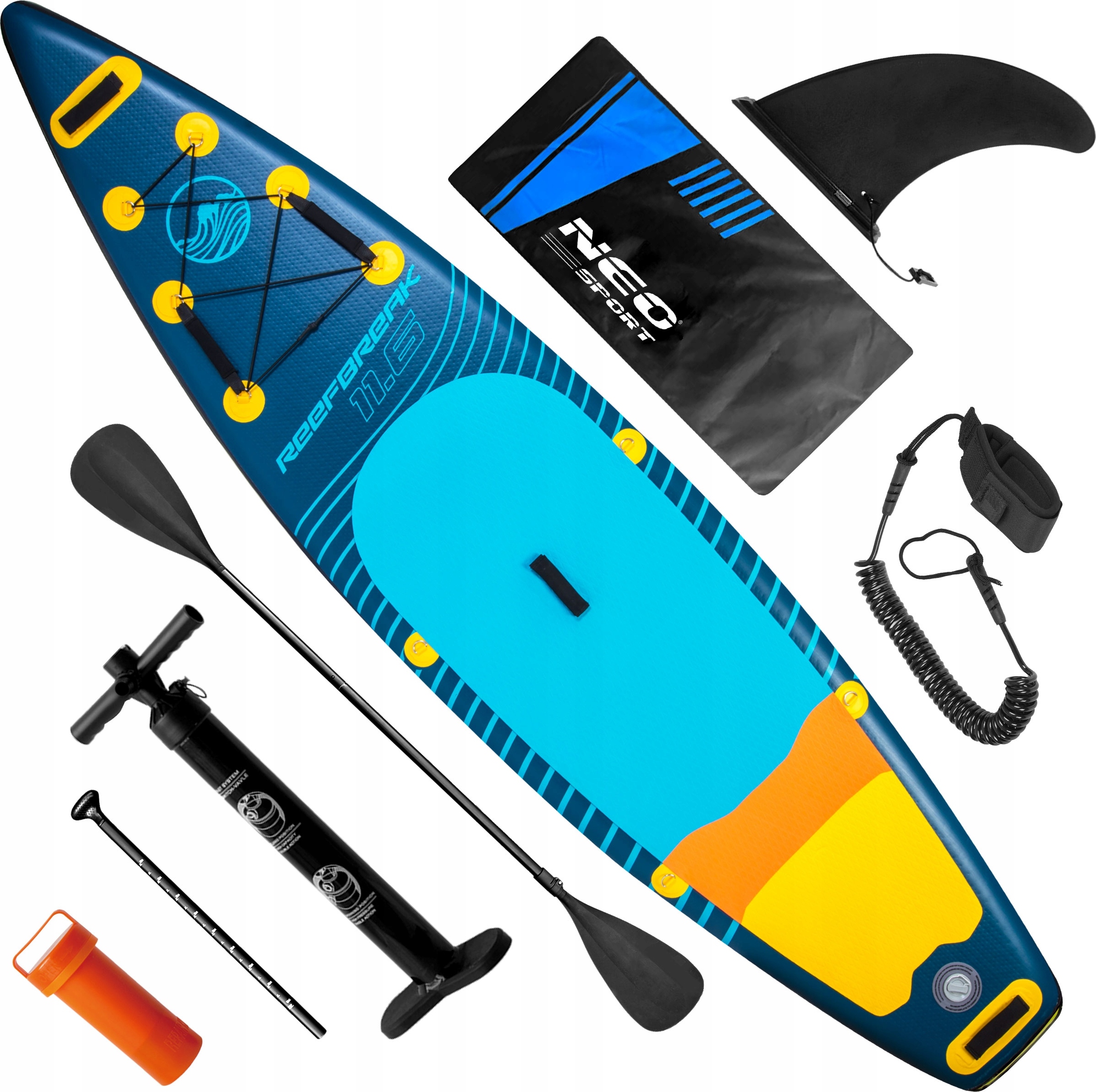 SUP-Board zum Paddeln Reefbreak 11.6 350x81 cm Drop Stitch, 5 Griffe, 332 L