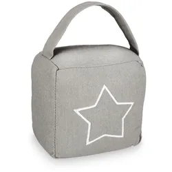 Relaxdays Türstopper Sack Stern Weiß,Grau