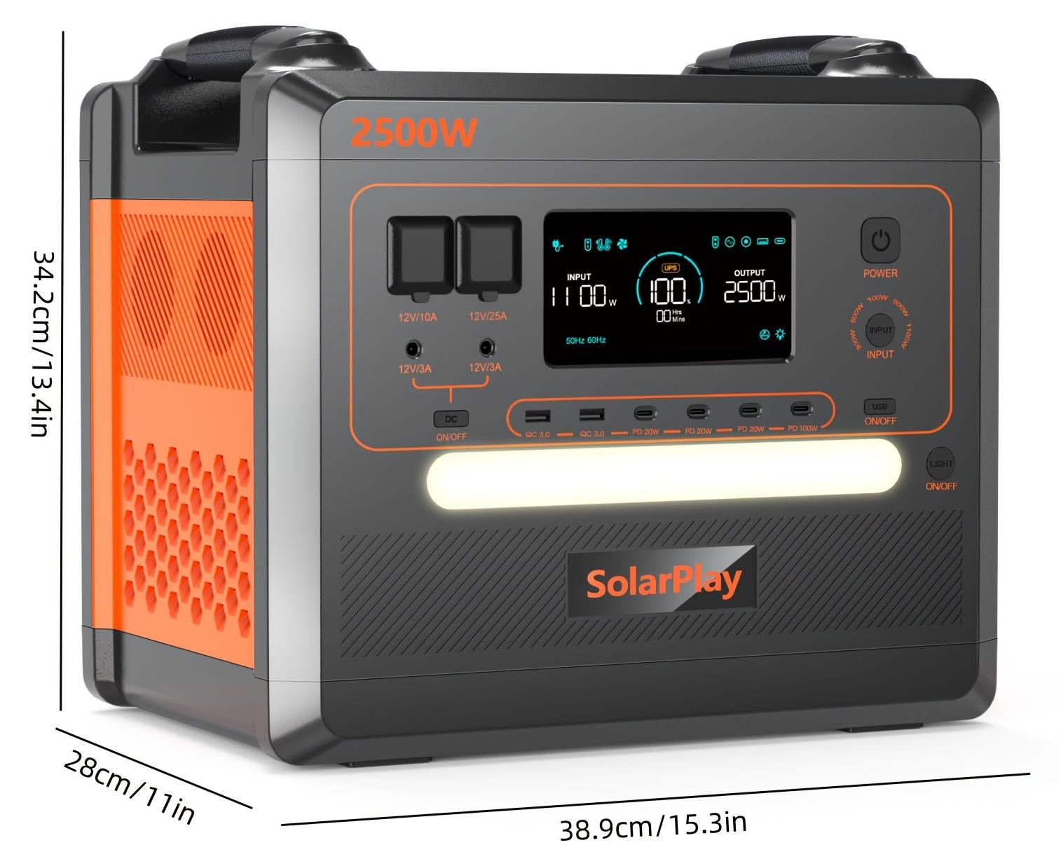 Selius Zonnegenerator - Draagbare Powerstation - 2500W Noodstroomaggregaat
