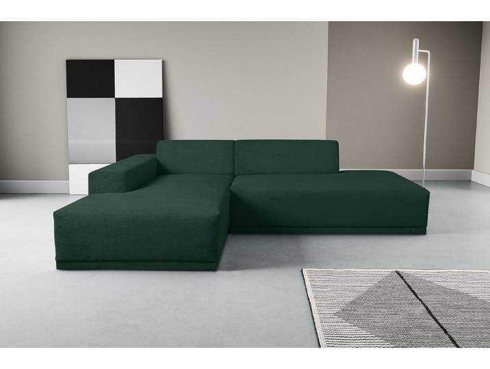 WERK2 Ecksofa Apollo 264 x 188 cm, bequem, Japandi Design, Cord, viel Platz, Waffelcord, L-Form
