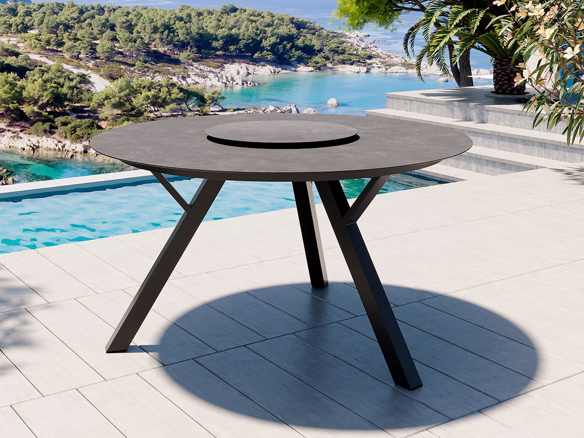 Jamaica Rundt Havebord 135 Cm M/snurrebræt I Antracit Aluminium