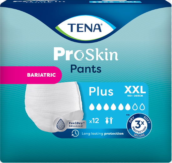 Tena Proskin Pants Plus XXL (Bariatric) - 12 paquets de 12 protections
