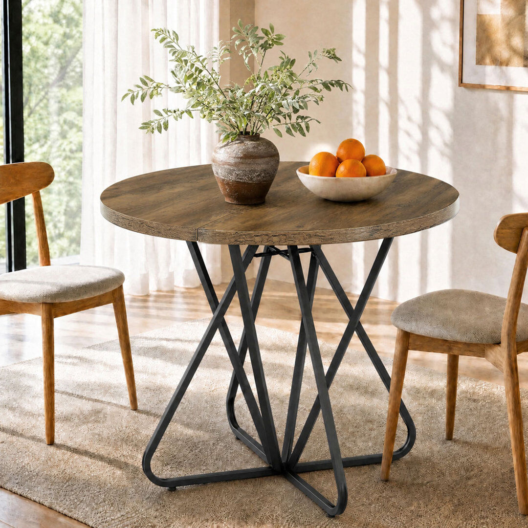 Rio Dining Table with Steel Base Brown