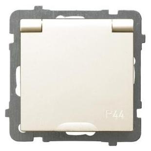 Ospel Spritzwassergeschützte Schutzkontaktsteckdose IP-44 mit Verschluss für Strompfade mit ecrufarbener A (GPH-1GZP/m/27/w)