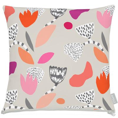 Dekokissen APELT "3807", grau (grau, orange, pink, bedruckt), B:39cm H:5cm L:39cm, Baumwolle, Polyester, Dekokissen_Sitzkissen_Kissenhüllen