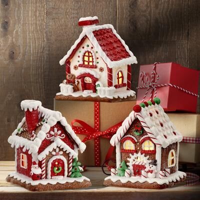 Regency International "6"" LED Candy Cookie House Set of 3"