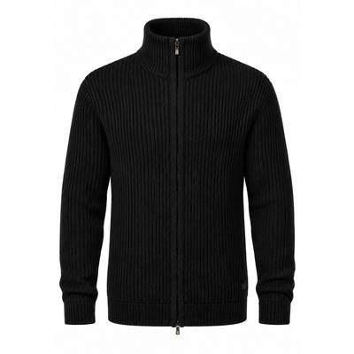 Strickjacke SOULSTAR "als Grobstrick Pullover für Herren", Herren, Gr. M, schwarz, Casual, regular fit, Bündchen, Strickjacken Strickjacke, Männer Winterpullover mit Stehkragen - Regular-Fit