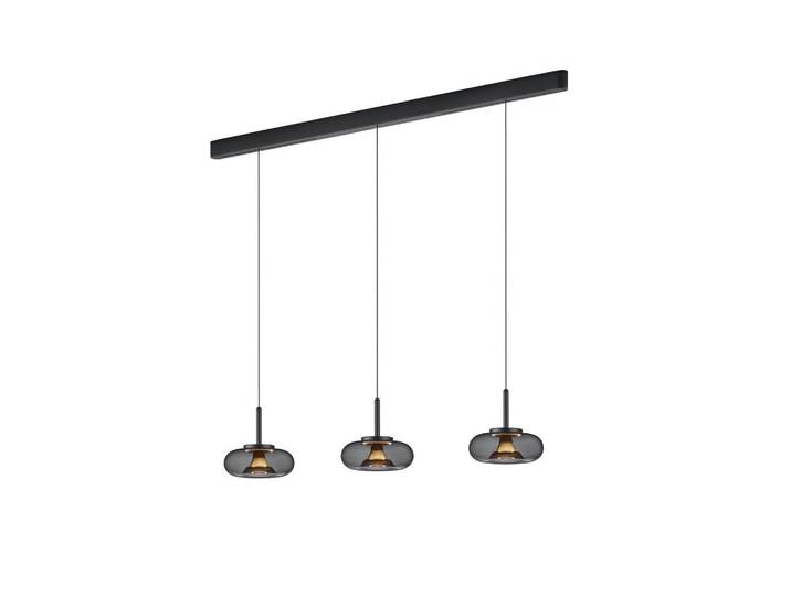 Helestra Led-Hängeleuchte Sica, Schwarz, Goldfarben, Metall, Glas, rund, 210 cm, Lampen & Leuchten, Innenbeleuchtung, Hängeleuchten, Pendelleuchten