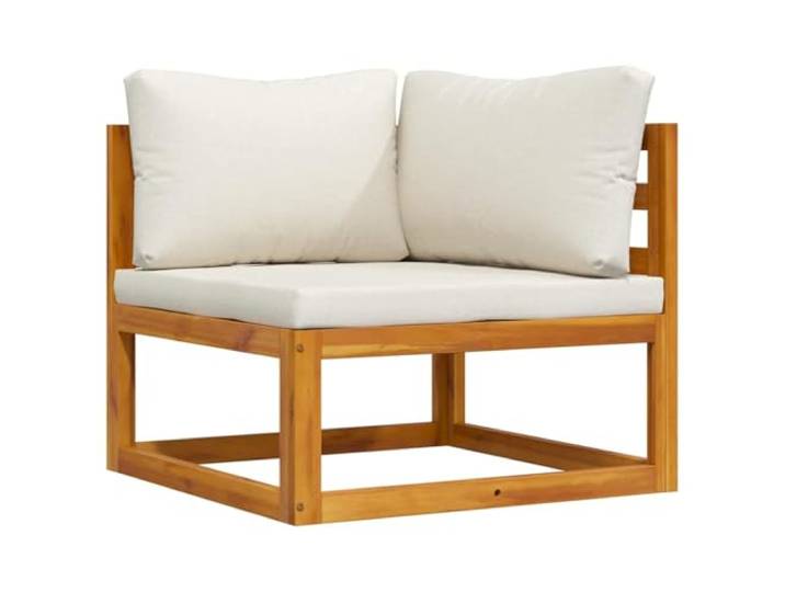 RJPLMFV Ecksofa, Sektional, Akazienholz, Cremeweiß Massiver Sitz, geölt, gepolstert, 110 kg pro Sitz, Verwendung im Außenbereich