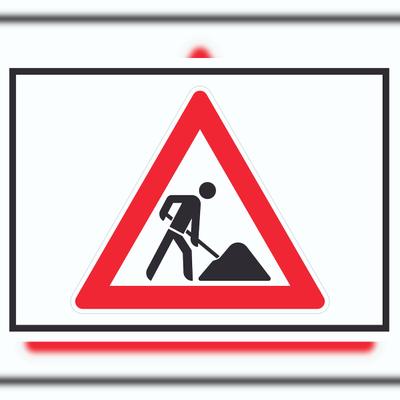 HB-Druck Achtung Baustelle Symbol Schild Arbeitsstelle A2 Rückseite selbstklebend