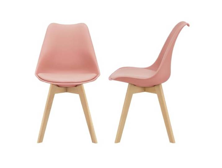 Helloshop26 2 Esszimmerstühle, skandinavischer Sitz, Küche, Kunststoff, Buche, 81 cm, Rosa, 03_0002773