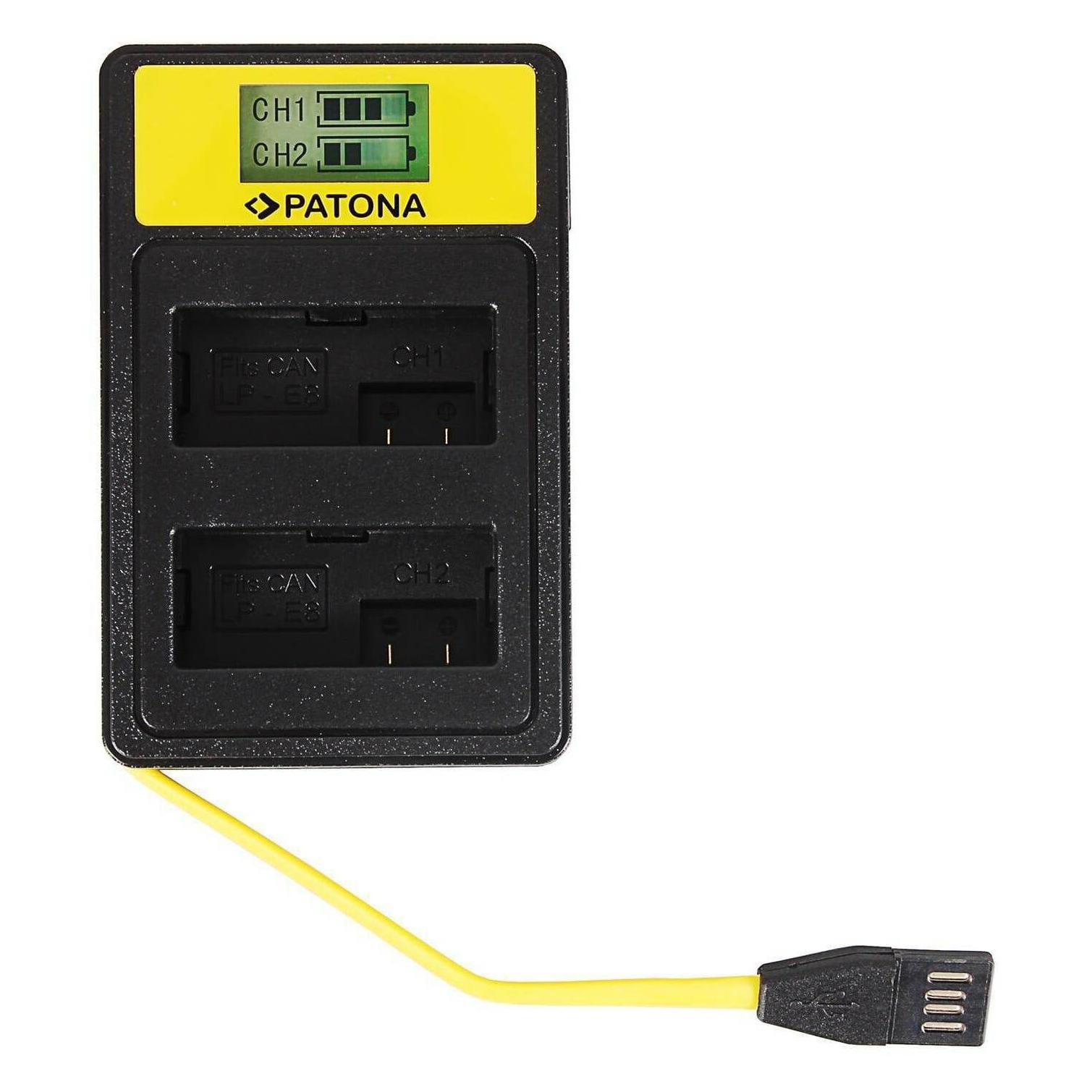 Patona Ladegerät Smart Dual LCD USB Canon LP-E8 (Kamera Akku Ladegerät) (141574)