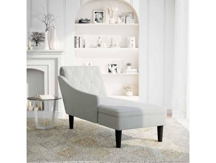 KFPOERTFGD Chaiselongue Stoff Wolkengrau Rechts Recamiere mit Knopfheftung Inklusive Lendenkissen, Hochdichter Schaumstoff, Ergonomisches Design