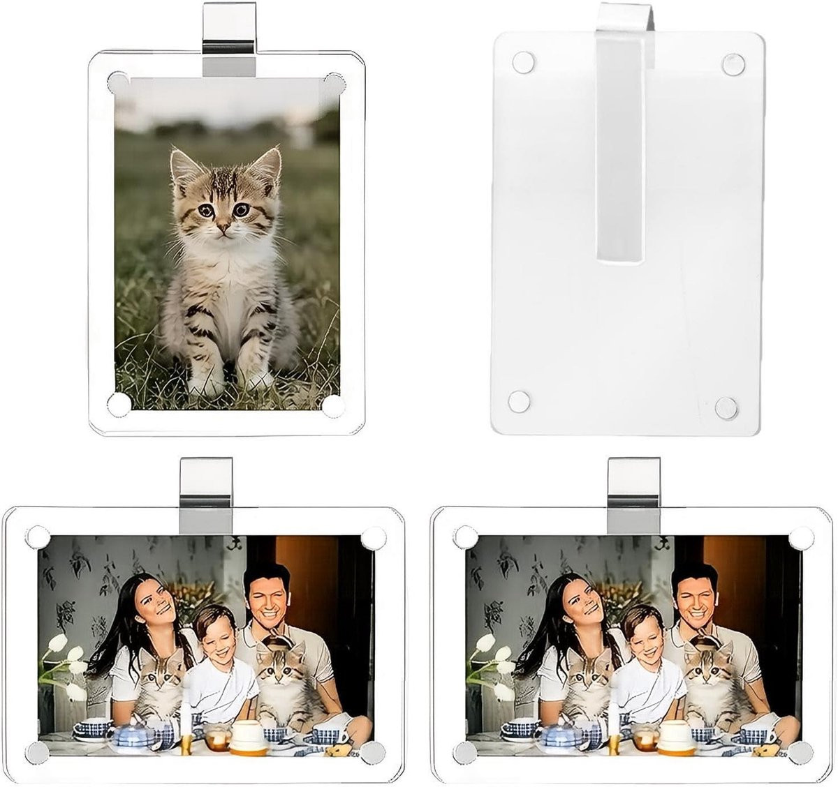 Transparante magnetische auto fotohouder van acryl, 9 x 6 cm