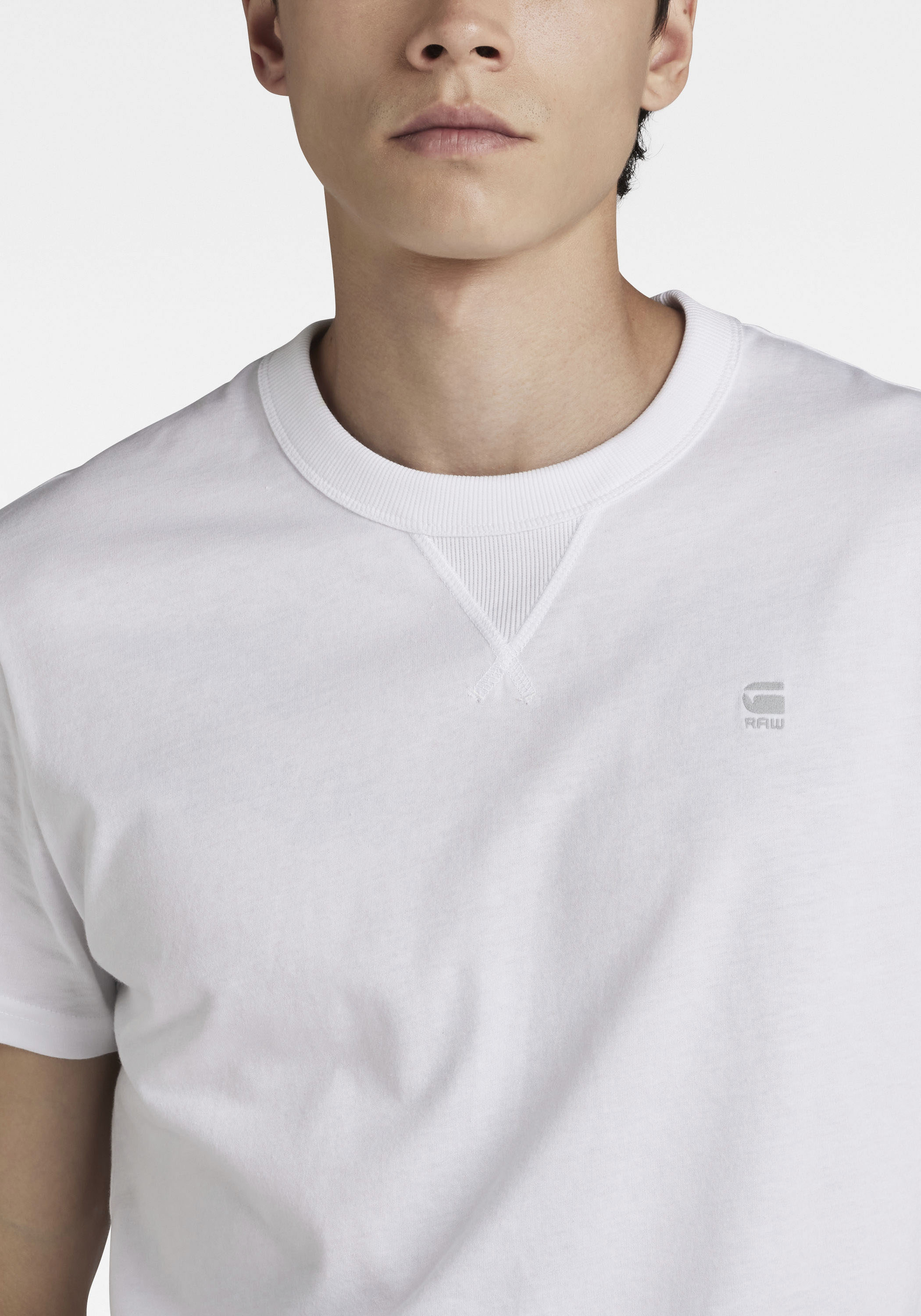T-Shirt G-STAR "Nifous", Herren, Gr. XL, weiss (weiß), Jersey, Obermaterial: 100% Baumwolle, unifarben, regular fit normal, Rundhals, Shirts T-Shirt, Rundhals, mit Rippeinsatz weiß XL