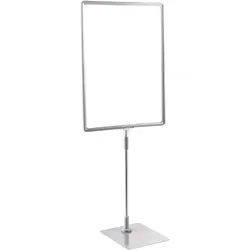 Plakatrahmen mit Standfuß und Halterung (Set), DIN A3, Standfuß 195 x 160 mm, grau, Kunststoff