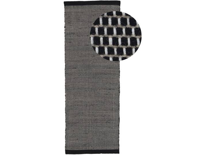 Wollteppich CARPETFINE Mona, auch als Läufer , schwarz, B:80cm H:5mm L:400cm, Wolle, Teppiche, Wollteppich, 80% Wolle, Wendeteppich aus Wolle/Baumwolle, Wohnzimmer