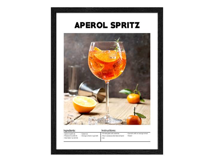 Tableau Aperol Spritz II Verre : verre float Cadre : panneau de fibres de bois à densité moyenne MDF , pelliculé Orange/Marron/Gris 33 x 43 x